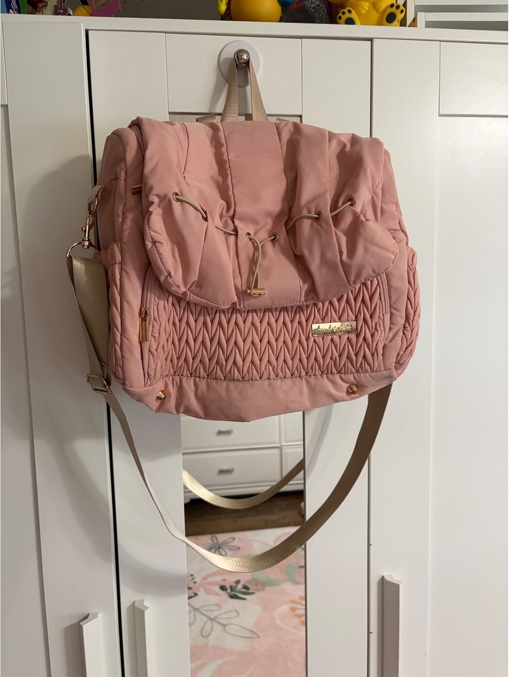 Bebe & Style Pink Quilted Diaper Bag Backpack